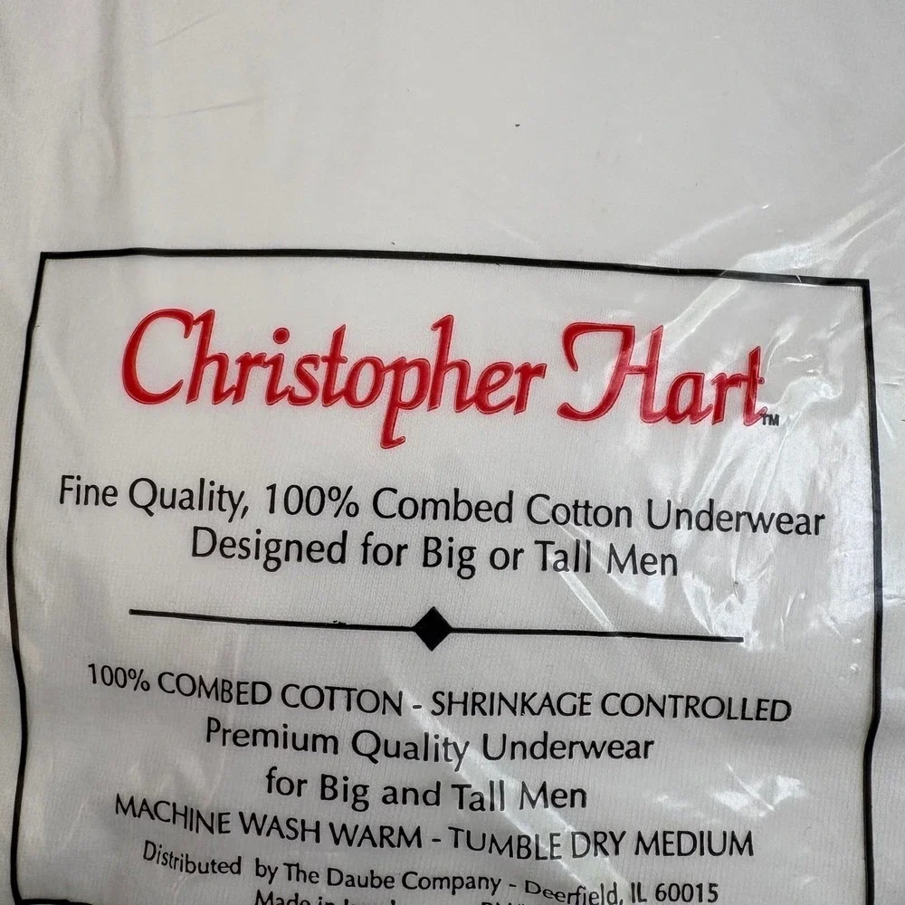 Christopher Hart Mens 2XT 2 Pack‎ White V-Neck Tee Shirts Big and Tall  L5205